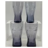 Set of 4 Coca-Cola Purple Glasses and Vintage Coca-Cola Tray