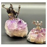 Set of 2 Spoontiques Wizard Figurines on Amethyst Bases