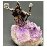 Set of 2 Spoontiques Wizard Figurines on Amethyst Bases