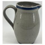 Handcrafted Anoka Stoneware Water Pitcher Est. 1844 with Blue Floral Design