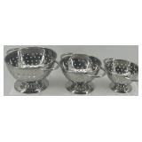 Miniature set of 3 Stainless Steel Colanders and Ceramic Mixing Bowl with Utensils