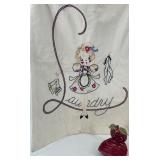 Vintage Laundry Bag and Anthropomorphic Strawberry ceramic dish