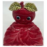 Vintage Laundry Bag and Anthropomorphic Strawberry ceramic dish