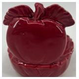 Vintage Laundry Bag and Anthropomorphic Strawberry ceramic dish