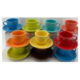 Set of 10 Fiestaware Multicolor Cup and Saucer Sets by Homer Laughlin