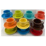 Set of 10 Fiestaware Multicolor Cup and Saucer Sets by Homer Laughlin