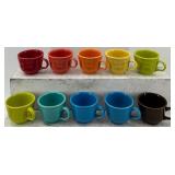 Set of 10 Fiestaware Multicolor Cup and Saucer Sets by Homer Laughlin