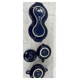 Fiestaware Cobalt Blue Ceramic Tableware Set with Creamer, Sugar Bowl, Tray and small Pitcher