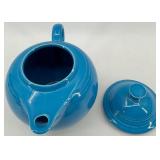 Vintage Fiestaware Blue Ceramic Teapot with Lid