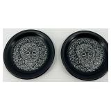 Set of 2 Fiestaware Skull and Vine Design Mugs and Saucers