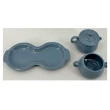 Fiestaware Ceramic Sugar and Creamer Set with Tray in Periwinkle Blue