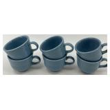 Set of Fiestaware Dinnerware: 6 Cups and 6 Saucers in Periwinkle Blue