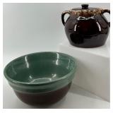Red Wing Pottery Bean Pot and Mixing Bowl