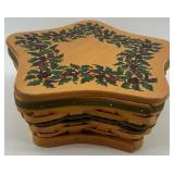 Longaberger 2001 Christmas Collection Green Shining Star Basket Set