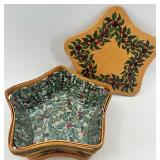 Longaberger 2001 Christmas Collection Green Shining Star Basket Set