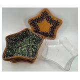 Longaberger 2001 Christmas Collection Green Shining Star Basket Set