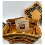 Longaberger 2001 Christmas Collection Green Shining Star Basket Set