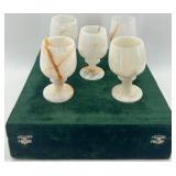 Set of 5 Onyx Wine Goblets with Veined Design