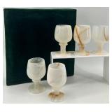 Set of 5 Onyx Wine Goblets with Veined Design