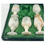 Set of 5 Onyx Wine Goblets with Veined Design