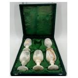 Set of 5 Onyx Wine Goblets with Veined Design