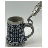 Set of 2 Bavarian Beer Steins with Pewter Lids, Gerzit and Kutscherkrug