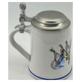 Set of 2 Bavarian Beer Steins with Pewter Lids, Gerzit and Kutscherkrug