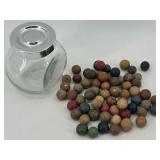 Set of Colorful Bennington Marbles with Glass Jar