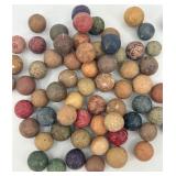 Set of Colorful Bennington Marbles with Glass Jar