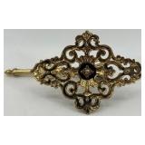 Pair of Ornate Gold Brass Wall Sconces with Mosaic Glass Shades