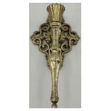 Pair of Ornate Gold Brass Wall Sconces with Mosaic Glass Shades