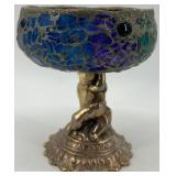 Set of 3 Mosaic Glass and Metal Candle Holders