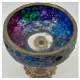 Set of 3 Mosaic Glass and Metal Candle Holders