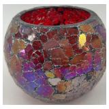 Set of 3 Mosaic Glass and Metal Candle Holders