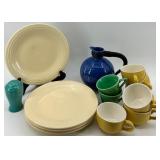 Fiesta Ware Assorted Dinnerware Set with Plates, Pitcher, Cups, and Shaker
