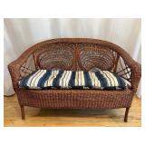 Antique Wicker Settee with Double Sided Cushion