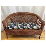 Antique Wicker Settee with Double Sided Cushion