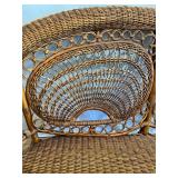 Antique Wicker Settee with Double Sided Cushion