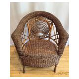 Antique Wicker Chair and Side Table Set