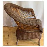 Antique Wicker Chair and Side Table Set