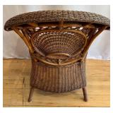 Antique Wicker Chair and Side Table Set