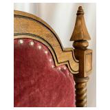 Antique Wooden Rocking Chair with Red Upholstered Cushion