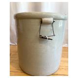Antique 20-Gallon Red Wing Stoneware Crock with Wood Lid