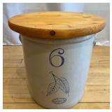 Vintage 6 Gallon Union Stoneware Crock with Birch Leaf Design