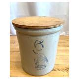 Vintage Red Wing Union Stoneware Crock with Birch Leaves Design