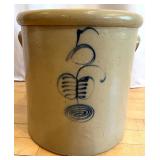 Vintage Red Wing 5-Gallon Stoneware Crock with Ribcage Design