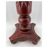 Vintage Carved Wood Plant Stand with Detailed Leaf Motif