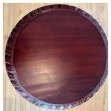 Vintage Carved Wood Plant Stand with Detailed Leaf Motif