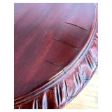 Vintage Carved Wood Plant Stand with Detailed Leaf Motif