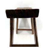 Handcrafted Rustic Wooden Stool from 100-Year-Old Chinese Elm